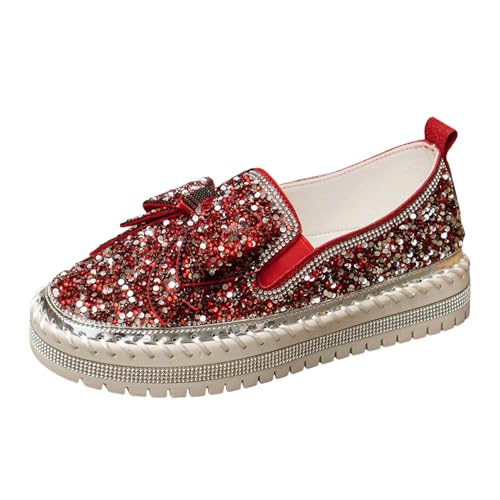 Generisch Sneakers Damen Pailletten Flache Low Strass Sneaker Glitzer Loafers Turnschuhe Outdoor Freizeitschuhe Laufschuhe Schuhe Slip On Walkingschuhe Slipper Wanderschuhe von Generisch
