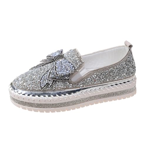 Generisch Sneakers Damen Pailletten Flache Low Strass Sneaker Glitzer Loafers Turnschuhe Outdoor Freizeitschuhe Laufschuhe Schuhe Slip On Walkingschuhe Slipper Wanderschuhe von Generisch