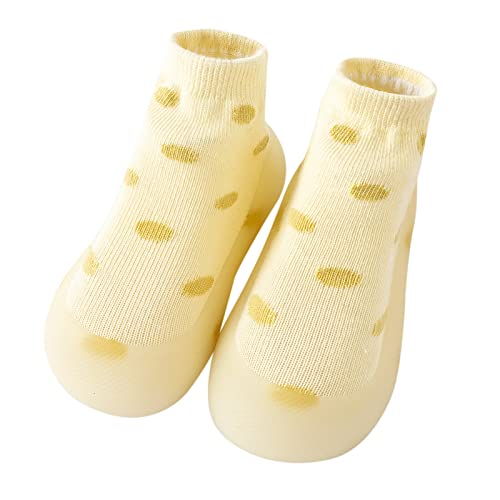 Generisch Sockenschuhe Baby,Kinder Socken Hüttenschuhe Hausschuhe mit Anti-Rutsch Lauflernschuhe weiche Sohle Socken Kinderschuhe Babybodenschuhe von Generisch