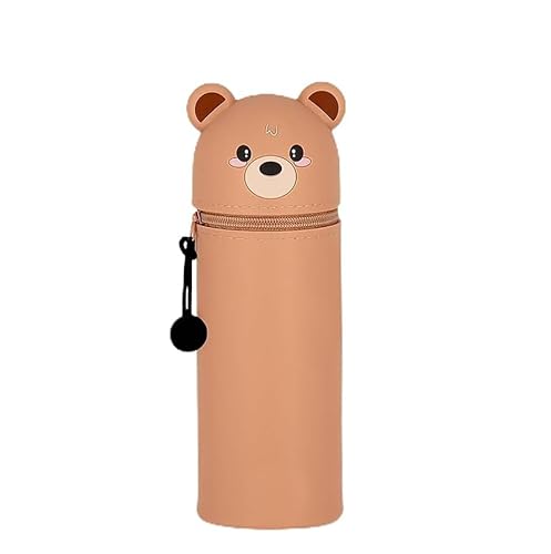 Generisch Soft Silicone Bear Shaped Pencil Case | Large Capacity 2-in-1 Pencil Case | Student Stationery Storage Box. von Generisch