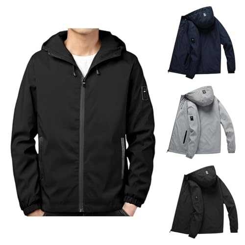 Generisch Softshell Jacke Herren, Softshelljacke Für Herren Übergangsjacke Winterjacke Winddicht Bomberjacke Herbstjacke Mit Kapuze Fahrradjacke Outdoor College Jacke Arbeitsjacke Warme Skijacke von Generisch