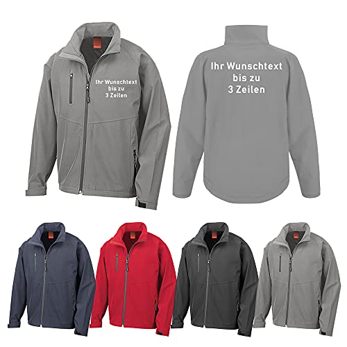 Generisch Softshell-Jacke individuell mit Wunschtext auf Brust+Rücken bestickt (Silber-Grau, 3XL) von Generisch