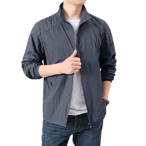 Generisch Softshell Jacket Men, Herren Wasserdicht Atmungsaktiv Übergangsjacke Regenmantel Outdoor Trench Coat Men Ölzeug Segeln Jacke Anorak Sommer Männer Gelb Jacket (3XL, Dunkelgrau) von Generisch