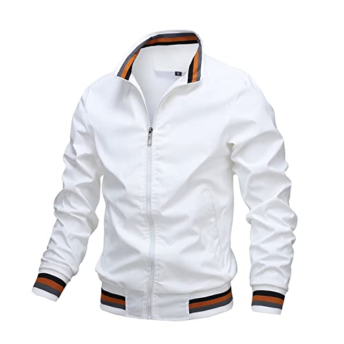 Generisch Softshelljacke Für Herren, Bomberjacke, Übergangsjacke, Flugjacke, Winterjacke Freizeit, Mit Taschen Motorrad Jacken Herren Militär Jacke Sommer Elegant Kapuze Jacket (6XL, Weiß) von Generisch