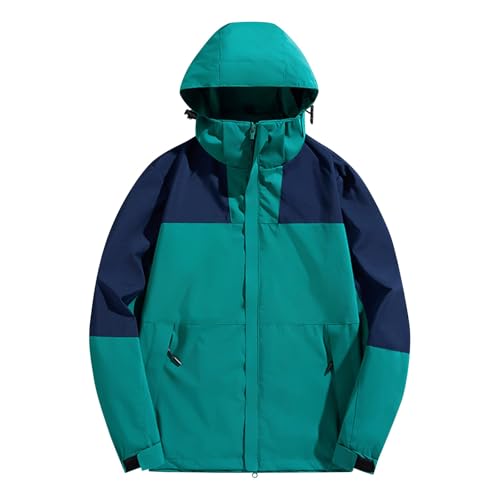 Generisch Softshelljacke Für Herren, Regenjacke Softshell Funktionsjacke Outdoor Atmungsaktiv Wasserdichte Regenmantel Herren Fahrrad Jacke Leichte Mit Kapuze Windjacke (6XL, Turquoise) von Generisch