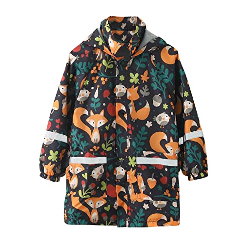Generisch Softshelljacke Kinder Wasserdicht Cartoon Bedruckte Lang Regenponcho Mit Taschen Frühling Herbst Windjacke Outdoor Regenschutz Mit Reflektierender Streifen Kapuzenjacke Orange 100 von Generisch