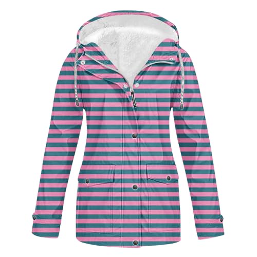 Generisch Softshelljacke für Damen Regenjacke Sweatjacke Windbreaker mit Taschen Einfarbig Winterjacke Dicker Wanderjacke Wetterfeste Fahrradjacke Wasserdichte Laufjacke Blitzangebote Lila 4XL von Generisch