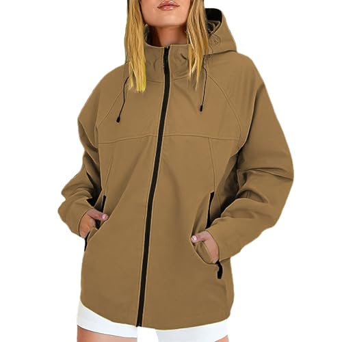 Generisch Softshelljacke für Herren Damen Wasserdicht Regenjacke Outdoor Jacken Warme Gefütterte mit Abnehmbarer Kapuze Atmungsaktive Wanderjacke übergangsjacke (Coffee, M) von Generisch