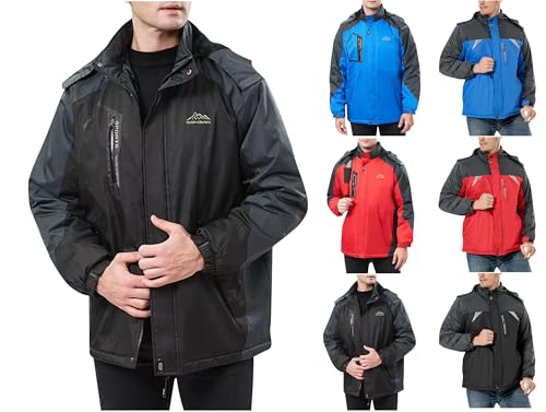 Softshelljacke für Herren Regenjacke Sweatjacke Winterjacke Wasserdicht Atmungsaktiv Windbreaker Wetterfeste Laufjacke Sportjacke Wanderjacke Outdoorjacke Mantel mit Fleece Bekleidet Schwarz L von Generisch