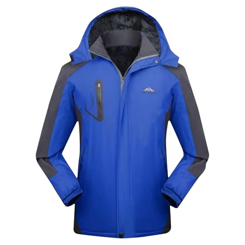 Softshelljacke für Herren Regenjacke Sweatjacke Winterjacke Wasserdicht Atmungsaktiv Windbreaker Wetterfeste Laufjacke Sportjacke Wanderjacke Outdoorjacke Mantel mit Fleece Bekleidet Blau 3XL von Generisch