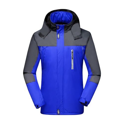 Softshelljacke für Herren Regenjacke Sweatjacke mit Taschen Winterjacke Wasserdicht Atmungsaktiv Windbreaker Wetterfeste Laufjacke Sportjacke Wanderjacke Outdoorjacke Mantel mit Fleece Blau 5XL von Generisch