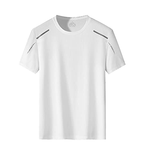 Generisch Sommer ATMUNGSAKTIV, SCHNELL TROCKNEND, EINFARBIG, SPORTLICH, LÄSSIG, Druck, Rundhalsausschnitt, GROSSES Herren-T-Shirt, EIS-Seide, Kurzarm-T Armbanduhr Jungen (White, L) von Generisch