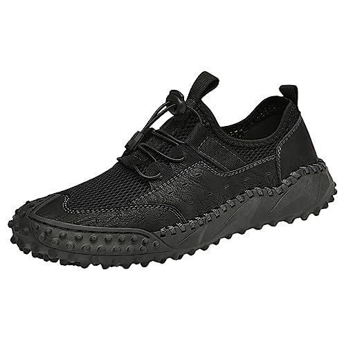 Generisch Sommer Arbeitsschuhe Herren Mesh Und Leder Sicherheitsschuhe Leichte rutschfeste Wanderschuhe VerschleißFest StraßEnlaufschuhe Mit Dicke Boden Outdoorschuhe Schlupfschuhe von Generisch
