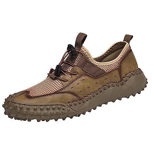 Generisch Sommer Arbeitsschuhe Herren Mesh Und Leder Sicherheitsschuhe Leichte rutschfeste Wanderschuhe VerschleißFest StraßEnlaufschuhe Mit Dicke Boden Outdoorschuhe Schlupfschuhe von Generisch