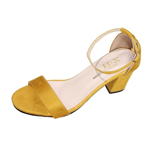 Generisch Sommer Damenschuhe 42 Retro-Außenhandel Große Größe Hohle leichte weiche Sohle Freizeitschuhe Sandalen Damen Schuhe Keilabsatz Elegant (Yellow, 37) von Generisch