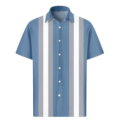 Generisch Sommer Hemd Herren, Kurzarm Casual Freizeithemden Regular Fit Button Down Basic Business Hemden Shirt Herren Slim Fit Männer Herrenhemd Schwarz Fit Grün Businesshemden (8XL, Hellblau) von Generisch