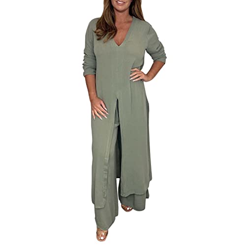 Generisch Sommer Outfits Damen 3/4 Ärmel Baumwolle 5XL Outfits Freizeitanzug Elegant Festlich Bedruck 2 Teiler Loungewear Zweiteiler Oversized Sommer Leicht Streetwear Hosenanzug von Generisch