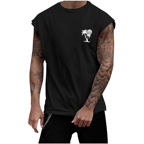 Generisch Sommer Tanktop Herren,Bodybuilding rmelloses T-Shirt Basic Stilvolle Unterhemden Herren Print Cool Streetwear Männer elastische Formung Weste für den täglichen Gebrauch von Generisch