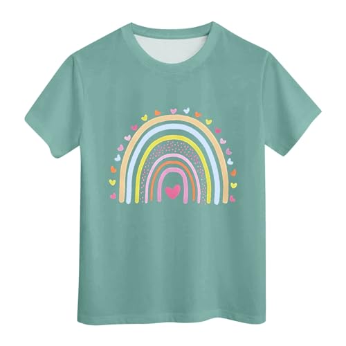 Generisch Sommer Tops Mädchen Kurzarm T-Shirts Kinder Sommer Tops Rundhalsausschnitt Casual Top Tees Oversized Oberteile von Generisch