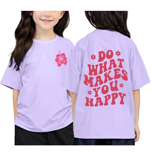Generisch Sommer Tops Mädchen T-Shirts Puffärmel Sommer Kinder Freizeit Shirts Tops Mode Rundhals Baumwolle Basic Kurzarm Tshirt für Mädchen von Generisch