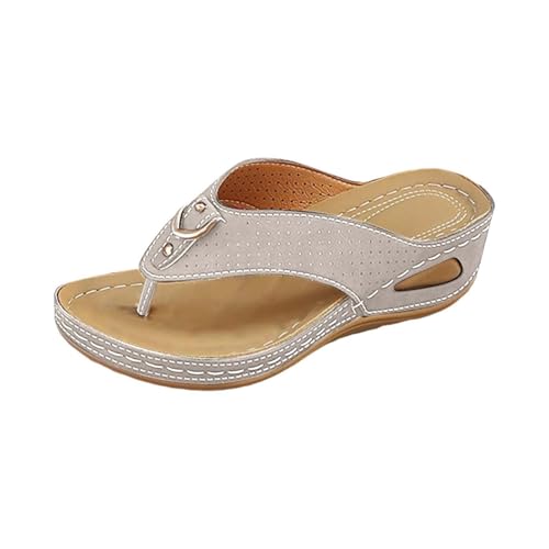 Generisch Sommer Zehentrenner Damen Sandalen Flip Flops - Keilabsatz Flipflop Zehensandalen Sandaletten Weichen Sohlen Damensandalen Badelatschen Elegant Mit Fussbett Strandschuhe Strandurlaub von Generisch