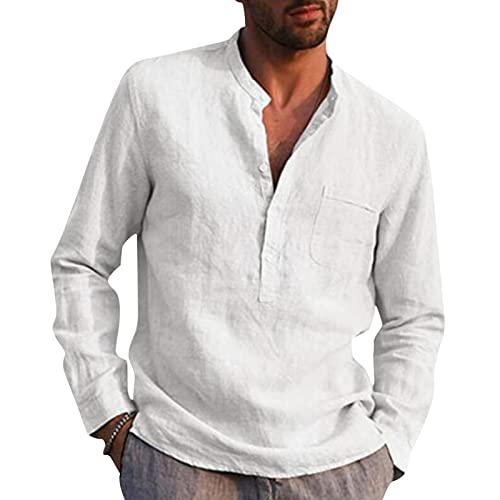 Generisch Sommerhemd Herren Langarm Leicht Und Luftig Bügelfrei Slim Fit Freizeithemd Sommer Lang Stehkragen Leinenhemd Schwarz Baumwolle 4XL Herrenhemden Casual mit Tasche Men Shirts Generisch Sommerhemd Herren Langarm Leicht Und Luftig Bügelfrei Slim Fit Freizeithemd Sommer Lang Stehkragen Leinenhemd Schwarz Baumwolle 4XL Herrenhemden Casual mit Tasche Men Shirts von Generisch