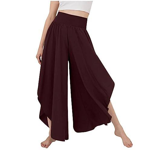 Generisch Sommerhose Damen Haremshosen Sommer Luftig Hosenrock Palazzo Sommerhose Halara Weite Leicht Culottes Hosen Stoffhose 7/8 Plissee Mit Schlitz Jogginghose Aladinhose Wickelhose von Generisch