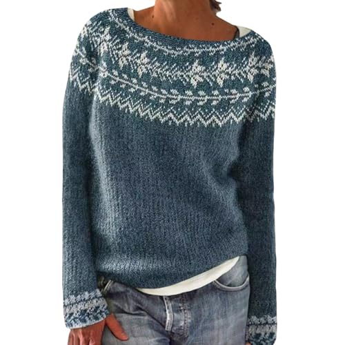 Generisch Sommerjacke Damen Leicht, Strickjacke Damen Elegant, Winterpullover Sweatshirts Oversize Strickpullover Rundhals Winter Warmer Damenpullover Jumpers Sweater von Generisch