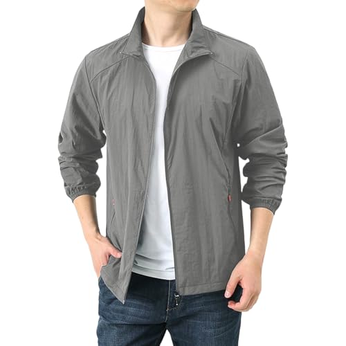 Generisch Sommerjacke Herren üBergangsjacke Outdoorjacke - Langarm ReißVerschluss üBergrößE Leicht Freizeitjacke DüNne Sportlich Allwetterjacke Winddicht Trainingsjacke Sonnenschutz Windjacke von Generisch