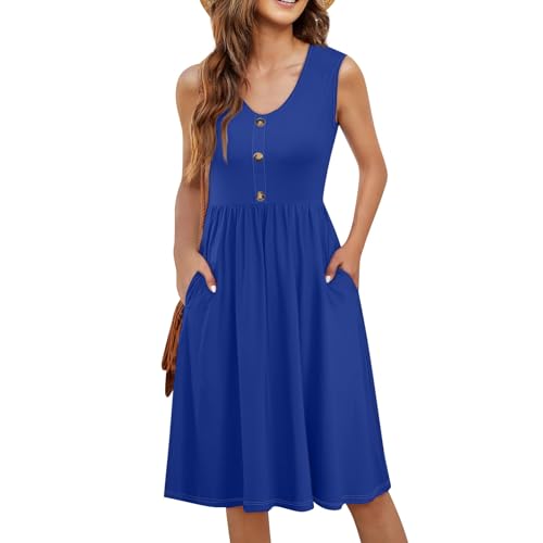 Generisch Sommerkleid Damen,Blumenkleid Damen Kleider Festlich Festliches Outfit Blusenkleid Langarm Kleid Wickelkleid Elegant L Blue 12 von Generisch