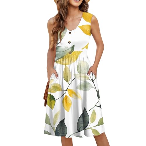 Generisch Sommerkleid Damen,Blumenkleid Damen Musselin Kleid Party Lang Weiß Leopardenmuster Pinkes Festliches S Watermelon Red 17 von Generisch