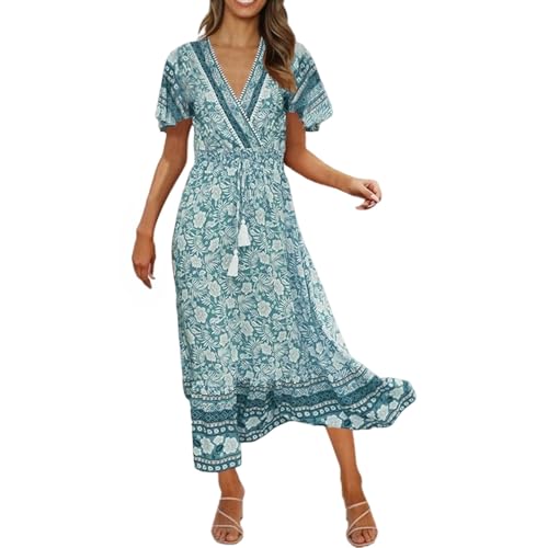 Generisch Sommerkleid Damen,Damen Kleider Freizeit Lose Sommerkleid Lang Boho Kurzarm V-Ausschnitt Maxikleid für Strandkleid Leicht Und Luftig Freizeitkleider Blumenkleid Abendkleid Cocktailkleid Generisch Sommerkleid Damen,Damen Kleider Freizeit Lose Sommerkleid Lang Boho Kurzarm V-Ausschnitt Maxikleid für Strandkleid Leicht Und Luftig Freizeitkleider Blumenkleid Abendkleid Cocktailkleid von Generisch