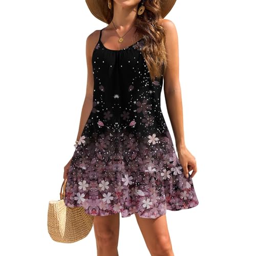 Generisch Sommerkleid Damen 2025 Kleid Elegant Freizeitkleid Knielang Abendkleid Kleider Dresses for Women Strandkleid Frühlingskleid Leinenkleider Sommer Langes für Prom Abiball Satin Wedding Guest von Generisch