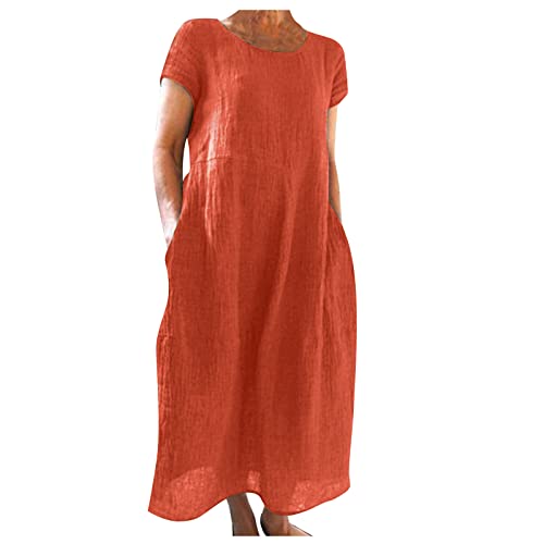 Generisch Sommerkleid Damen Lang Elegant Sommerkleider Luftig Leinenkleid Damen Sommer Midi Kleider mit Taschen Leicht Damenkleider Locker Kurzarm Kleid Frauen Rundhals Strandkleid mit Ärmeln Generisch Sommerkleid Damen Lang Elegant Sommerkleider Luftig Leinenkleid Damen Sommer Midi Kleider mit Taschen Leicht Damenkleider Locker Kurzarm Kleid Frauen Rundhals Strandkleid mit Ärmeln von Generisch
