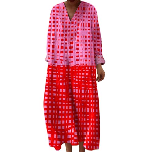 Generisch Sommerkleid Damen Leicht Und Luftig, Abendkleid Lang, Strandkleid Lang Maxikleider V Ausschnitt Sommerkleider Leicht Und Luftig Boho Kleid Elegante Midikleid Freizeitkleid, Must Haves von Generisch