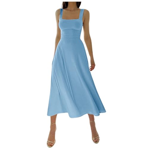 Generisch Sommerkleid Damen Sommerkleid Damen Sommerkleid Knielang Elegant Kleid Lang Luftig Sommerkleiderleicht Hochzeitsgast Strandkleid Leicht Festlich Dress Festlich von Generisch