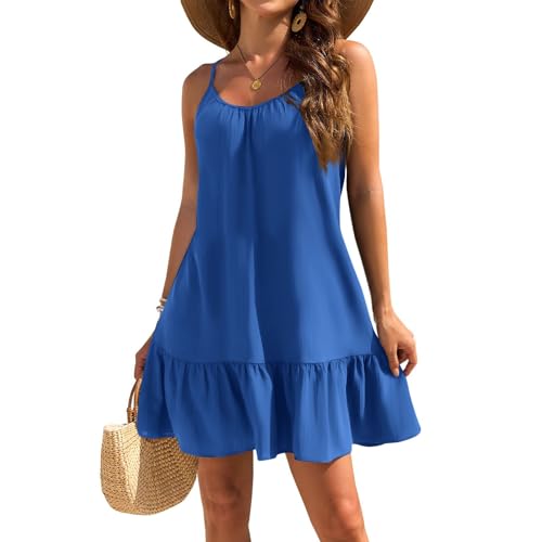 Generisch Sommerkleider Damen Leicht Und Luftig Kleid Trägerkleid Strandkleid Elegant Freizeitkleid Cocktailkleid Sommer Kleider Abendkleid Ballkleider Kostüm Festlich Hosenanzug 2 Teilig Sommerkleid von Generisch