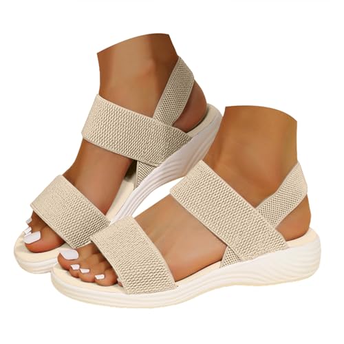 Generisch Sommermode für Damen Slingback-Sandalen bequeme Freizeitsandalen Strandpartys im Freien barfußgeeignete gepolsterte Wanderschuhe Slipper schnell trocknende Sportsandalen (White-ba, 8) von Generisch