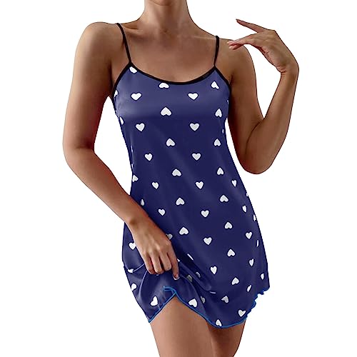 Generisch Sommernachthemden Damen Sommer Ärmellos Baumwolle Große Größen Schlafshirt Sleepshirt Knielang mit Trägern Weiche Dünnes Unterkleid Shapewear Lustig Spitze Sexy Weiß Unterrock Nachthemd von Generisch