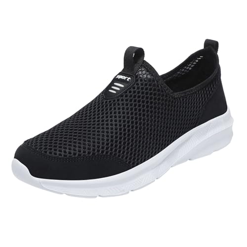 Generisch Sommerschuhe Herren Leicht Walkingschuhe Slip-On-Sicherheits Freizeitschuhe Sportlich Herrenschuhe Atmungsaktive Mesh Joggingschuhe Bequem Laufschuhe Breite Füße Einzelneschuhe Schwarz von Generisch