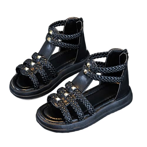 Generisch Sommerschuhe Mädchensandalen Barfußschuhe Mädchen-Sandalen mit weicher Sohle für den Sommer (Black, 35) von Generisch