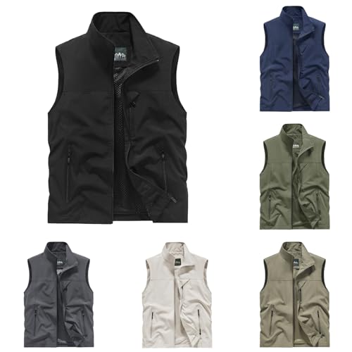 Generisch Sommerweste Herren Leicht Outdoor Weste Sommer Ohne Ärmel Jagdweste Camping Arbeitsweste Atmungsaktiv Sport Multifunktionsweste Dünne Softshelljacke mit Taschen von Generisch