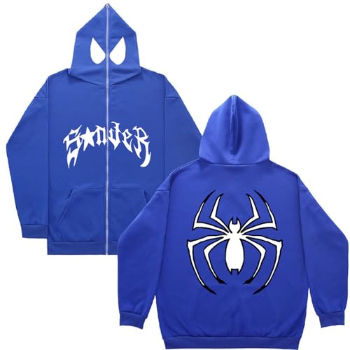 Generisch Spider Y2K Zip Up Hoodie, Bape Zip Hoodie Herren Y2K Pulli Spider Matching Hoodies Bape Jacke Schwarz Y2K Hose Hoodie Baumwolle T Shirt Pink Punker Man (D20, S) von Generisch