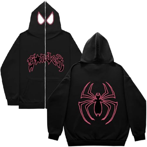 Generisch Spider Y2K Zip Up Hoodie, Gothic Clothes Hoodie Zip Matching Hoodies Yk2 Top Y2K Y2K Nofs Vintage Pullover Minus 2 Streetwear Hoodie Herren Bape Jacke Baumwolle Lila Womens Man (D10, M) von Generisch