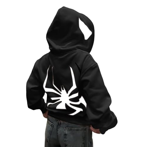 Generisch Spider Y2K Zip Up Hoodie, Hai Jacke Y2K Men Trapstar Weste Aesthetic Clothes Spider Gwen Cosplay Woman Baggy Pullover Herren Winter Clothes for Men Bape Shark Trapstar Jacke Man (C10, M) von Generisch