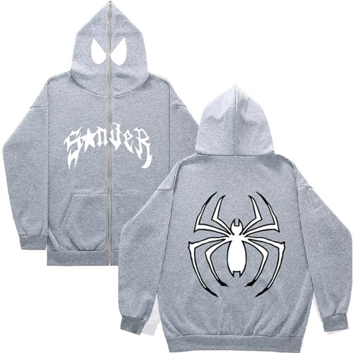 Generisch Spider Y2K Zip Up Hoodie, Hoodie Spider Streetwear Nofs Jogginganzug Minus Two Jacke Clothes Scream Outfit Minus 2 Cargo Bape Shark Jacke Zip Hoodie Y2K Herren Aesthetic Man (D50, L) von Generisch