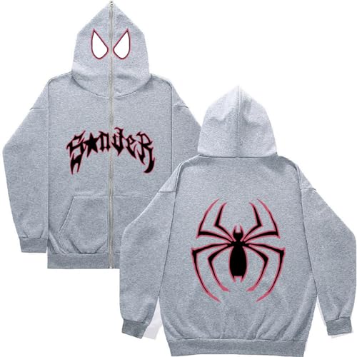 Generisch Spider Y2K Zip Up Hoodie, Sweater Y2K Zipper Hoodie Damen Friends Bape Shirts Y2K Bapper Jacke Zipper 4Tune Zip Hoddie Hoodie Anime Herren Baggy Hell Man (D40, XL) von Generisch