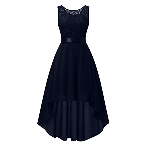 Generisch Spielzeug Damen-Spitzenkleid, Schleife, Gürtel, Elegantes, unregelmäßiges Kleid, ärmelloses Chiffonkleid, Brautjungfern-Cocktailpartykleid Jugendweihe Schuhe Mit Absatz von Generisch