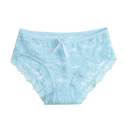 Generisch Spitzen Brazilian Slip Damen Helles Blau Transparent Panties Women Spitzen Schlüpfer Spitzen Brazilian Slip Pantys Briefs Women Transparente Trunk Atmungsaktiv Unterhosen Mesh Unterhose von Generisch