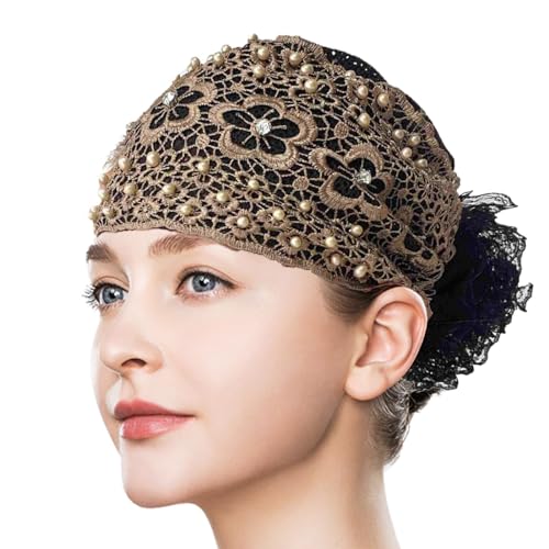 Generisch Spitzen-Stirnbänder für Mädchen, Spitzen-Haarband,Stretch-Stirnband für Mädchen - Boho-elegante, breite Kopfbedeckung, Haarschmuck, Perlen-Accessoires, Spitzen-Haarbänder, Kopfbedeckung für von Generisch